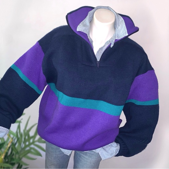 v i n t a g e :: Oversized Bold Colorblock Ski Knit Sweater - Picture 8 of 11